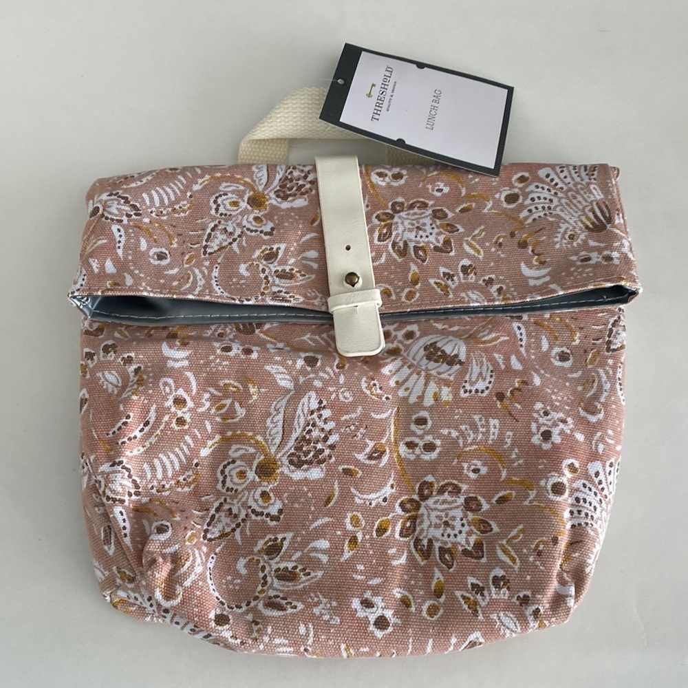 Women’s Floral Snap Closed Insulated Lunch Bag Threshold Pink 10x9x4